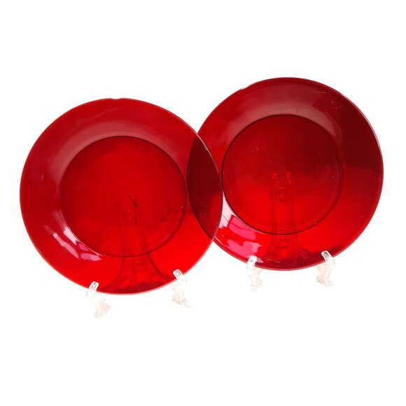 2 Royal Ruby Salad Vintage Anchor Hocking Discontinued Red Glass - Picture 1 of 4